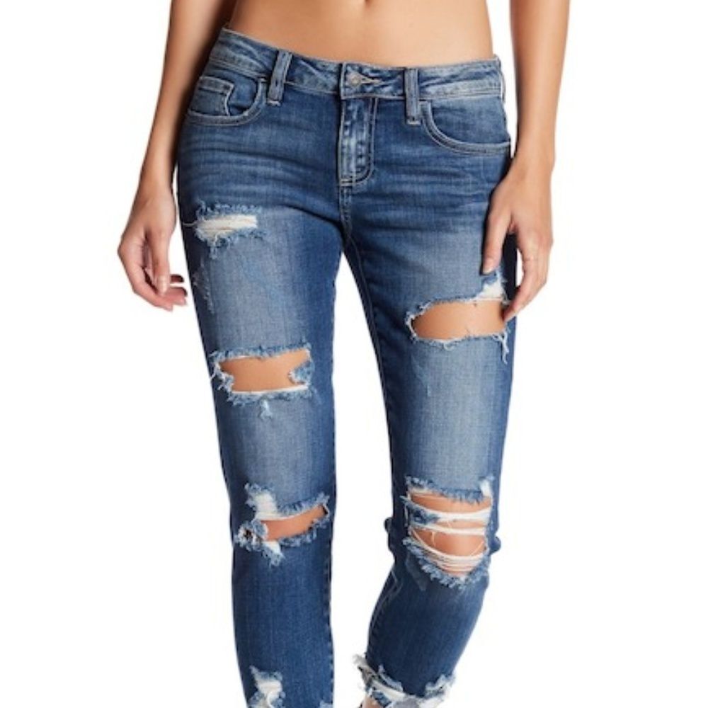Hidden Jeans Distressed Skinny Ankle Jeans - Picture 2 of 6